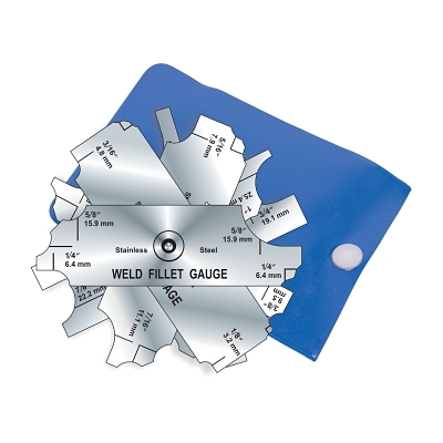 Weld Fillet Gauge with Case, 22 Gauge Size, Stainless Steel