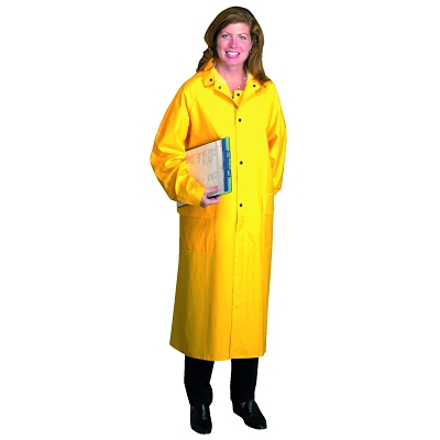 48 in Raincoat with Detachable Hood, 0.35 mm, PVC over Polyester, Yellow, X-Large