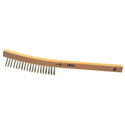 Hand Scratch Brush, 4 X 16 Rows, Carbon Steel Bristles, Shoe Wood Handle