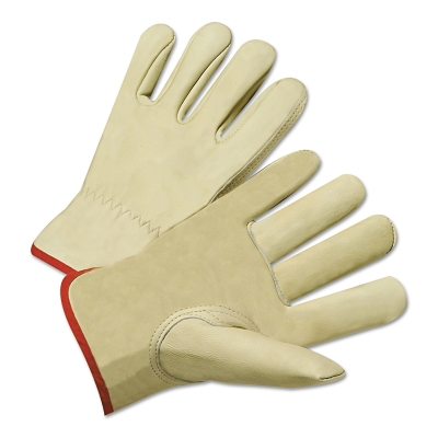 Standard Grain Cowhide Leather Driver Gloves, Large, Unlined, Tan