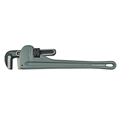Aluminum Pipe Wrench, 15° Head Angle, Drop Forged Steel Jaw, 14 in