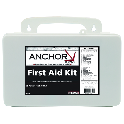 25 Person First Aid Kit, ANSI 2009, Plastic Case