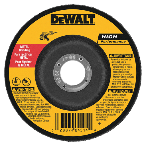 6" x 1/4" x 7/8" High Performance Metal Grinding Wheel