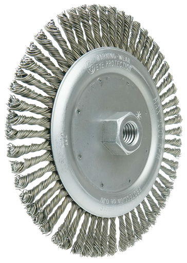 Wolverine 7" Knot Wire Wheel, Stringer Bead Twist, .020" Steel Fill, 5/8"-11 UNC Nut