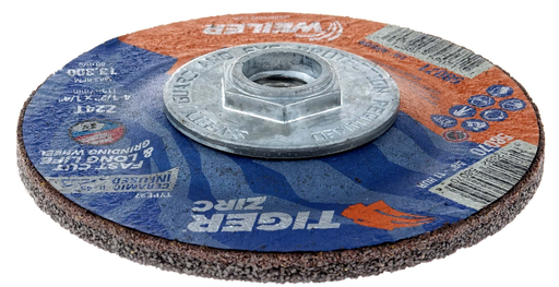 4-1/2" x 1/4" TIGER ZIRC Type 27 Grinding Wheel, Z24T, 5/8"-11 Nut