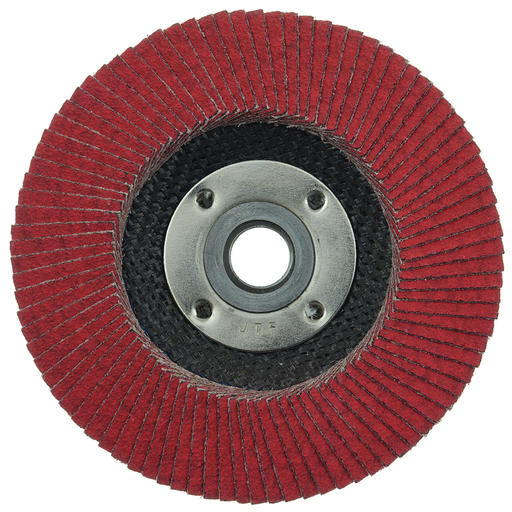 4-1/2" Tiger Ceramic Abrasive Flap Disc, Conical (TY29), Phenolic Back,60C, 5/8"-11 UNC Nut