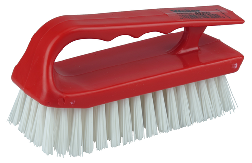 6" Scrub Brush, Finger Grip Handle, White Polypropylene Fill