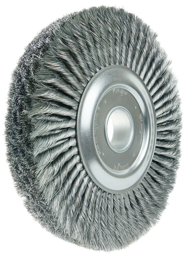 12" Wide Face Standard Twist Knot Wire Wheel, .014" Steel Fill, 2" Arbor Hole