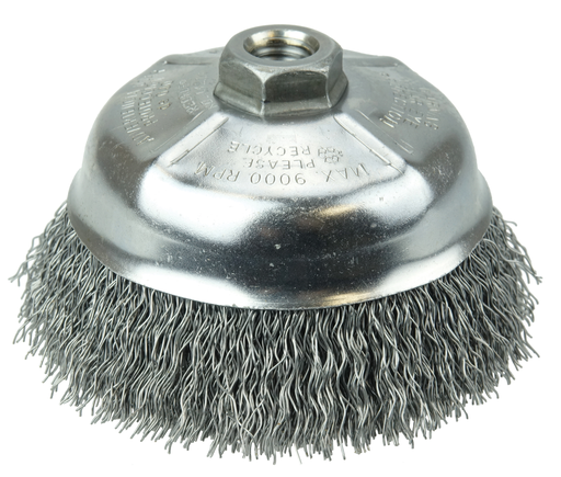5" Crimped Wire Cup Brush, .020" Steel Fill, 5/8"-11 UNC Nut