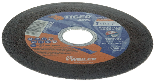4-1/2" x 1mm TIGER ZIRC ULTRACUT Type 1, Z60T, 7/8" A.H.