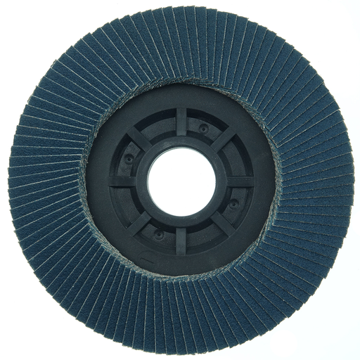 4-1/2" Tiger Trim Abrasive Flap Disc, Angled (TY29), Trimmable Backing, 80Z, 7/8" Arbor Hole