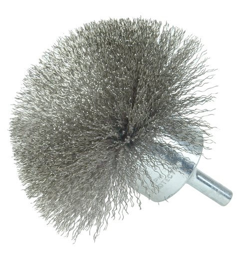 3" Circular Flared Crimped Wire End Brush, .008" Stainless Steel Fill