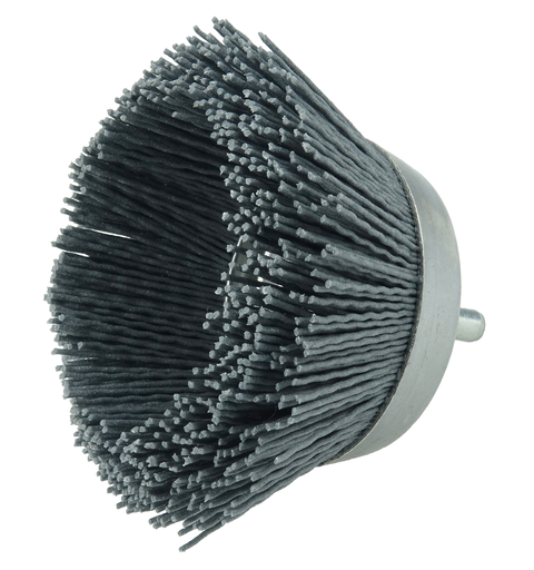 2-3/4" Nylox Utility Cup Brush, .040/120SC Crimped Fill, 1/4" Stem