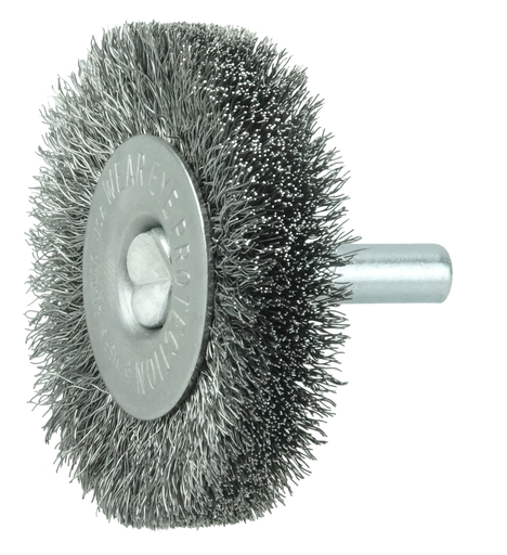 2" Stem-Mounted Crimped Wire Radial Wheel, .006" Steel Fill, 1/4" Stem