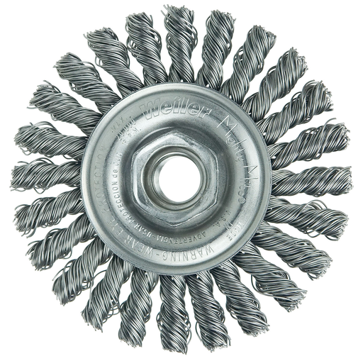 Cable Twist Knot Wire Wheel 4", .020" Steel Fill, 5/8"-11 UNC Nut
