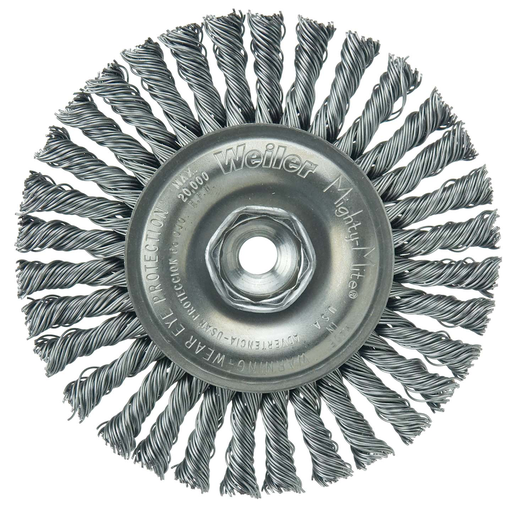 Mini Roughneck 4" Stringer Bead Wire Wheel, .020" Steel Fill, 3/8"-24 UNF Nut