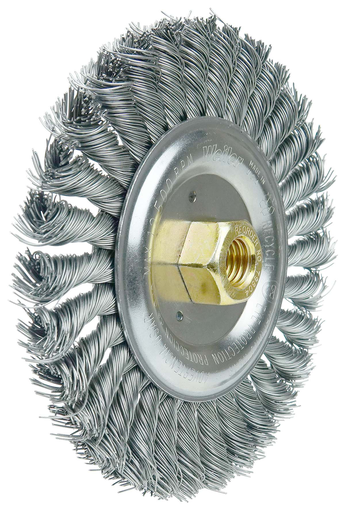 Dually 6" Filler Pass Weld Cleaning Brush, .023" Steel Wire Fill,5/8"-11 UNC Double-Hex Nut