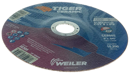 6" x .045" TIGER CERAMIC Type 27 Cutting Wheel CER60S 7/8 A.H.