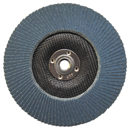 7" Wolverine Abrasive Flap Disc, Conical (TY29), Phenolic Backing, 36Z, 5/8"-11 UNC Nut