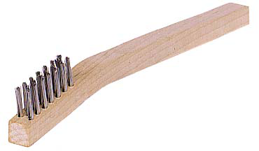 Small Hand Wire Scratch Brush, Stainless Steel Fill, Wood Block, 3 x 7 Rows