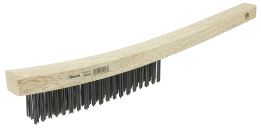 Hand Wire Scratch Brush, .012 Carbon Steel Fill, Curved Handle, 3 x 19 Rows