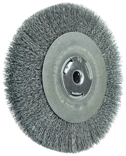 Wolverine 8" Crimped Wire Wheel, .014" Steel Fill, Wide Face, 5/8" Arbor Hole