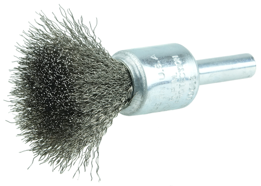 1/2" Crimped Wire End Brush, .0104" Stainless Steel Fill