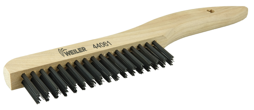 Hand Wire Scratch Brush. .012 Carbon Steel Fill, Shoe Handle, 2 x 17 Rows