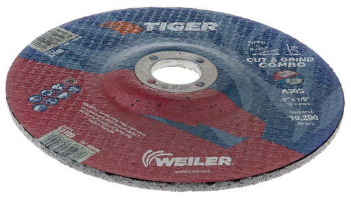 6" x 1/8" TIGER AO Type 27 Cut/Grind Combo Wheel, A30S, 7/8" A.H