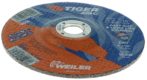 6" x 1/8" TIGER ZIRC Type 27 Cut/Grind Combo Wheel, Z30T, 7/8" A.H.