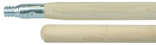 60" Hardwood Handle, Threaded Metal Tip, 1-1/8" Diameter