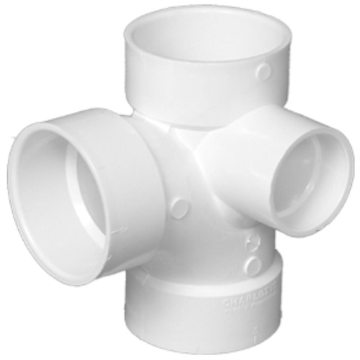 4 x 4 x 4 x 2 DWV SANIT TEE W/RIGHT SI