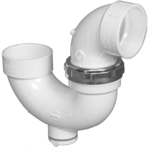 1 1/2 DWV P-TRAP W/UNION/C/O&CHROME NUT
