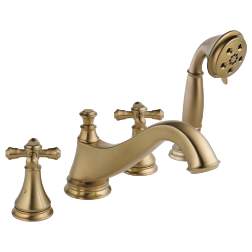 Cassidy Roman Tub Trim with Hand Shower - Low Arc Spout - Less Handles - Champagne Bronze