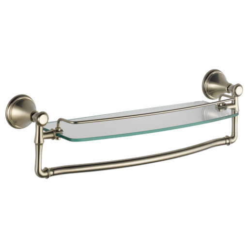 Cassidy 18" Glass Shelf with Removable Bar - Stainless
