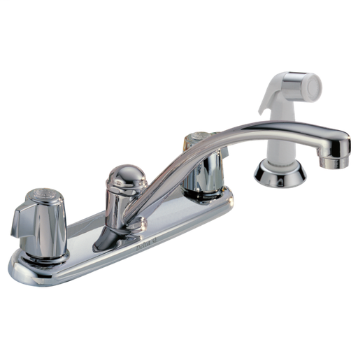Classic Two Handle Kitchen Faucet with Spray - Chrome