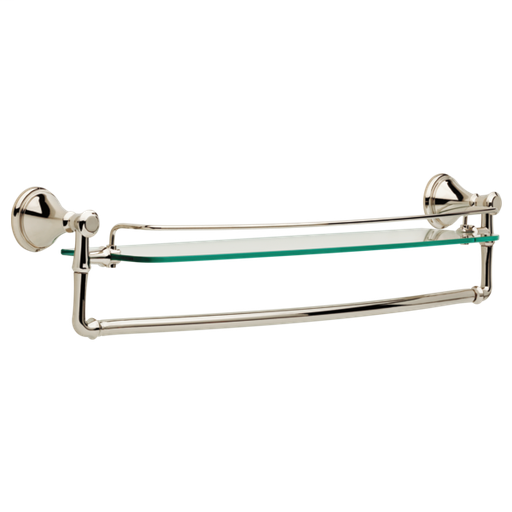 Cassidy 24" Glass Shelf with Removable Bar - Polished Nickel