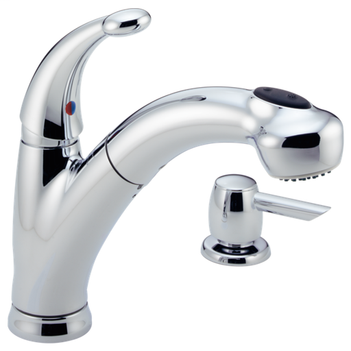 Cicero Single Handle Pull-Out Kitchen Faucet with Soap Dispenser - Chrome