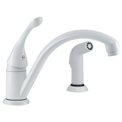 Collins Single Handle Kitchen Faucet with Spray - White
