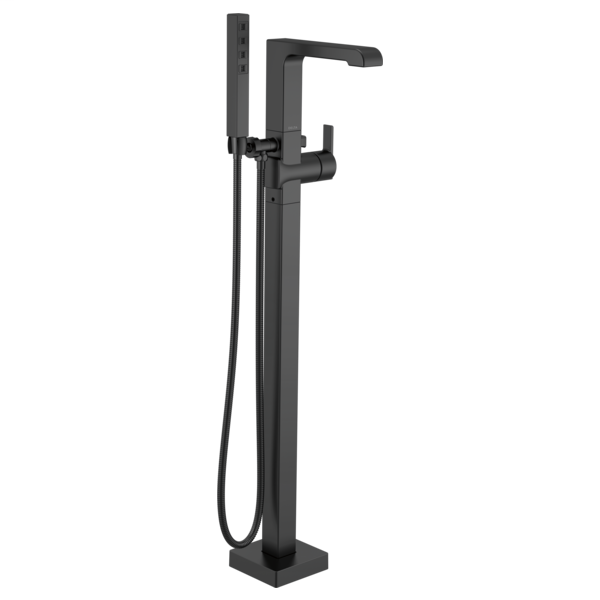 Ara Floor Mount Tub Filler with Handshower - Matte Black