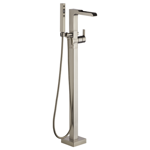 Ara Floor Mount Tub Filler with Hand Shower - Stainless