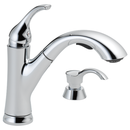Kessler Single Handle Pull-Out Kitchen Faucet with Soap Dispenser - Chrome