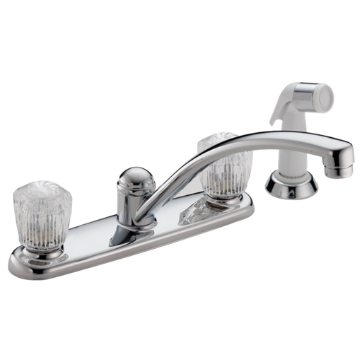 Classic Two Handle Kitchen Faucet with Spray - Chrome