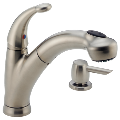 Cicero Single Handle Pull-Out Kitchen Faucet with Soap Dispenser - Stainless