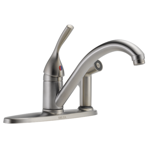 Classic Single Handle Kitchen Faucet with Integral Spray - Stainless