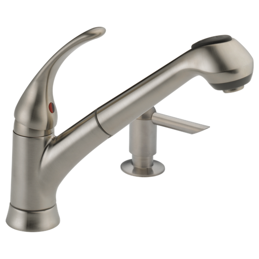 Foundations Single Handle Pull-Out Kitchen Faucet with Soap Dispenser - Stainless