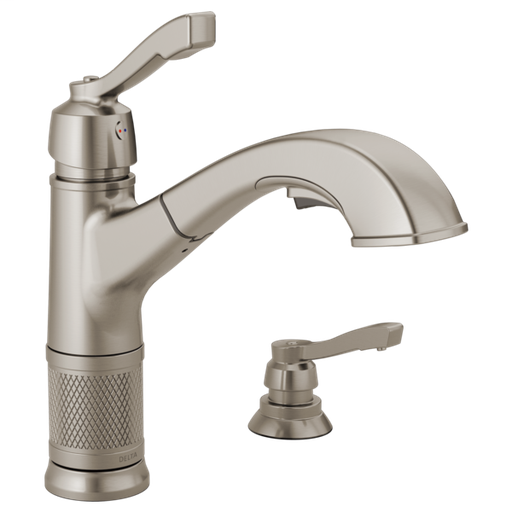 Allentown Single Handle Pull-Out Kitchen Faucet with Soap Dispenser - Stainless