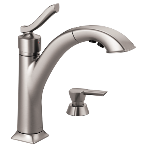 Kine Single Handle Pull-Out Kitchen Faucet with Soap Dispenser - Spotshield Stainless