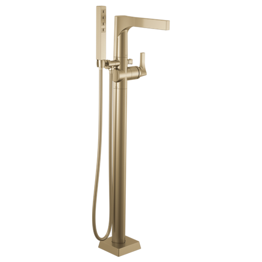 Zura Floor Mount Tub Filler with Handshower - Champagne Bronze
