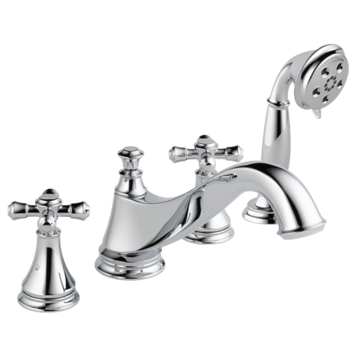 Cassidy Roman Tub Trim with Hand Shower - Low Arc Spout - Less Handles - Chrome